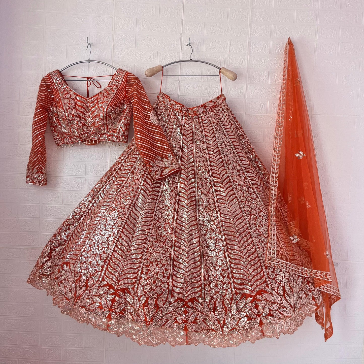 Stunning red Ready to wear Crop Top Lehenga