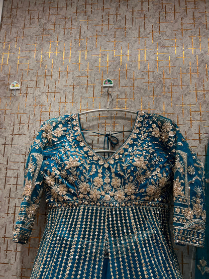 Khoobsurat Sky blue Peplum long Dress Farshi Gaharara Dress Special