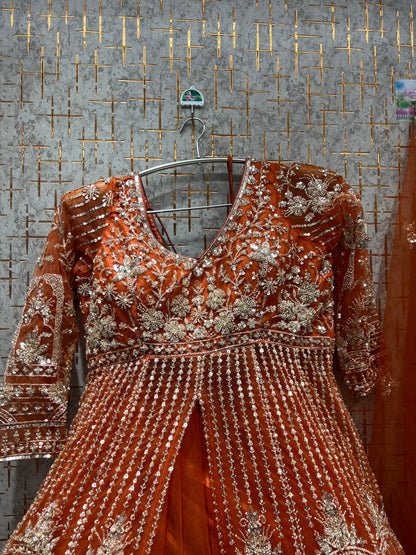 Khoobsurat Sky blue Peplum long Dress Farshi Gaharara Dress Special