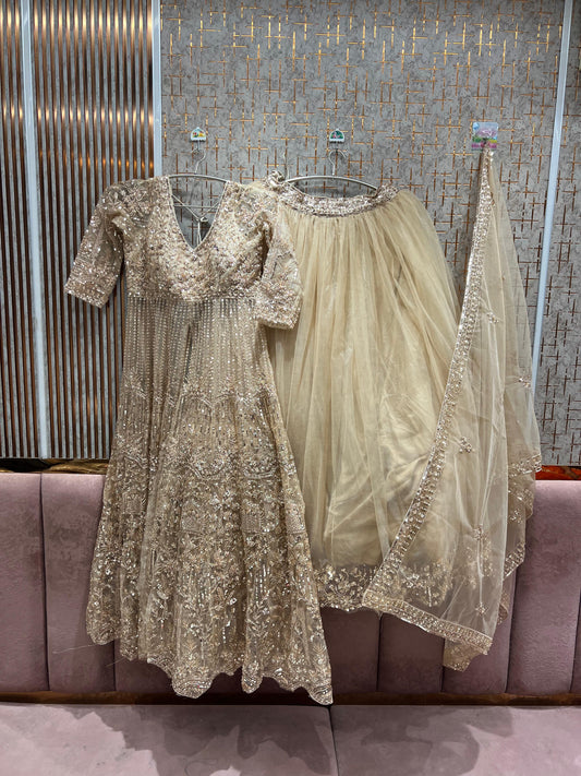 Pretty golden Peplum long Dress Farshi Gaharara Dress Special