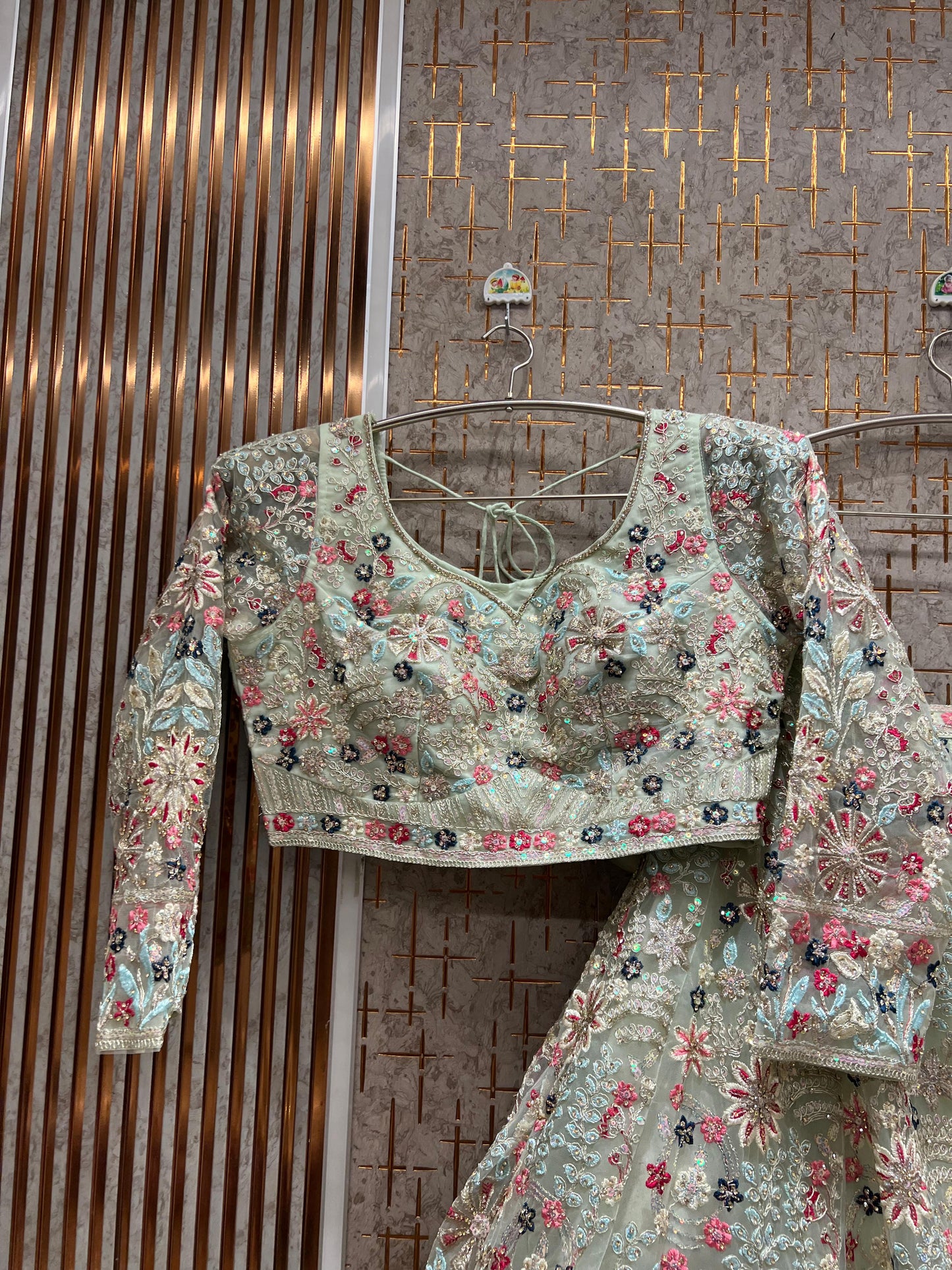 Pleasing pista green Crop Top Lehenga