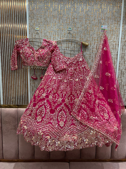 Something different Hot pink Crop Top Lehenga