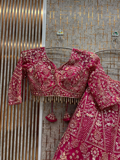 Something different Hot pink Crop Top Lehenga