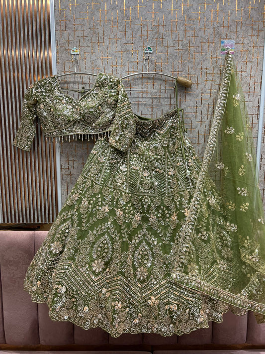 Charming green Crop Top Lehenga