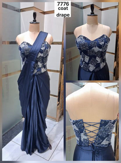 Beautiful Dark blue drape saree dress