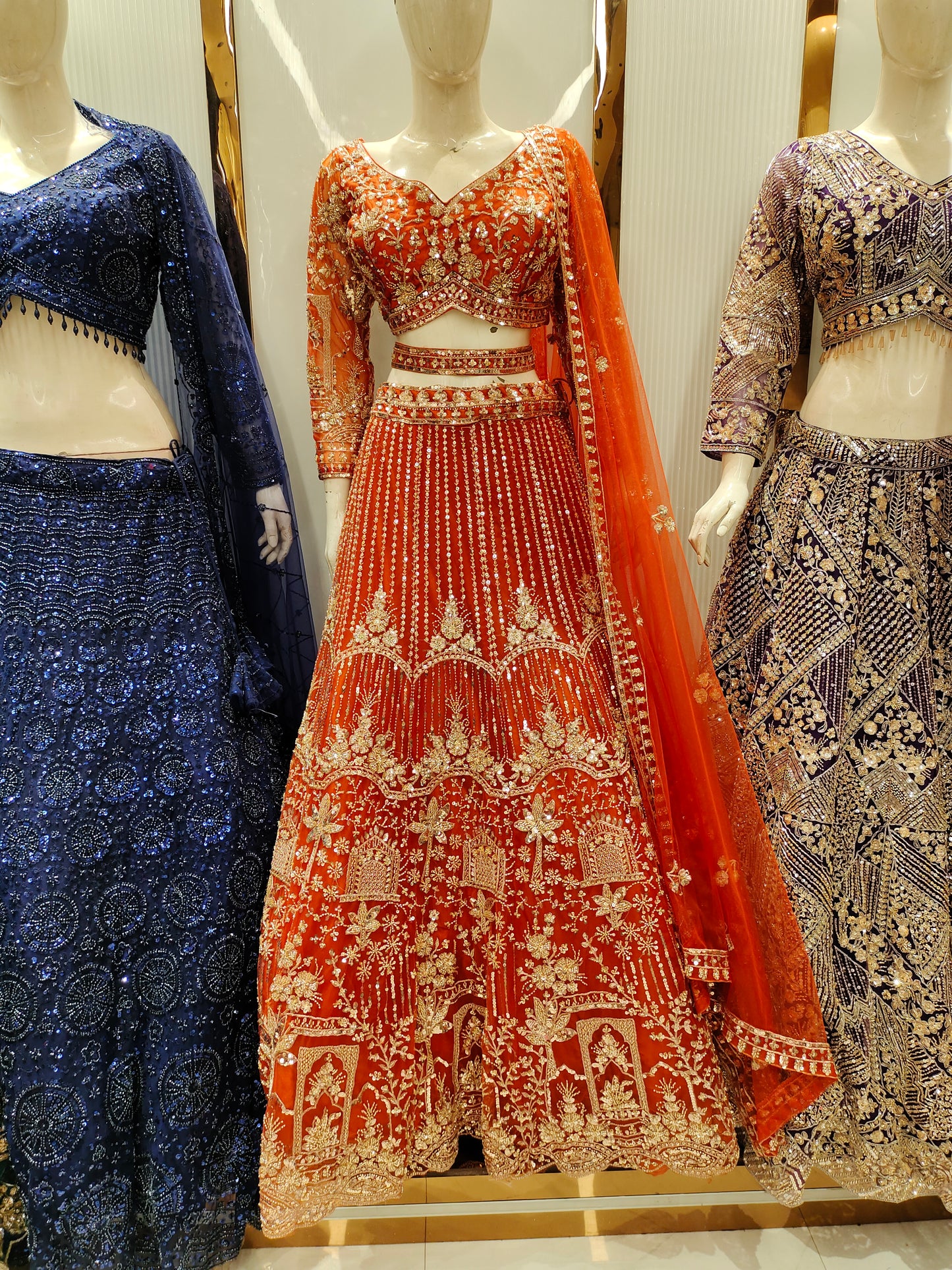 Full flare Mandir Handwork Hot pink Crop top Lehenga Happy Customer