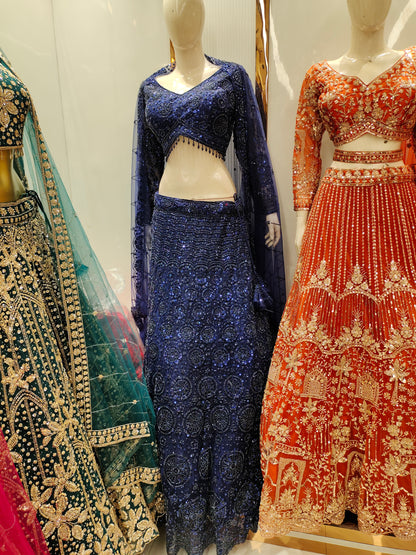 Full flare Mandir Handwork Hot pink Crop top Lehenga Happy Customer