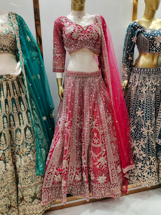 Fantastic Hot pink Crop Top Lehenga