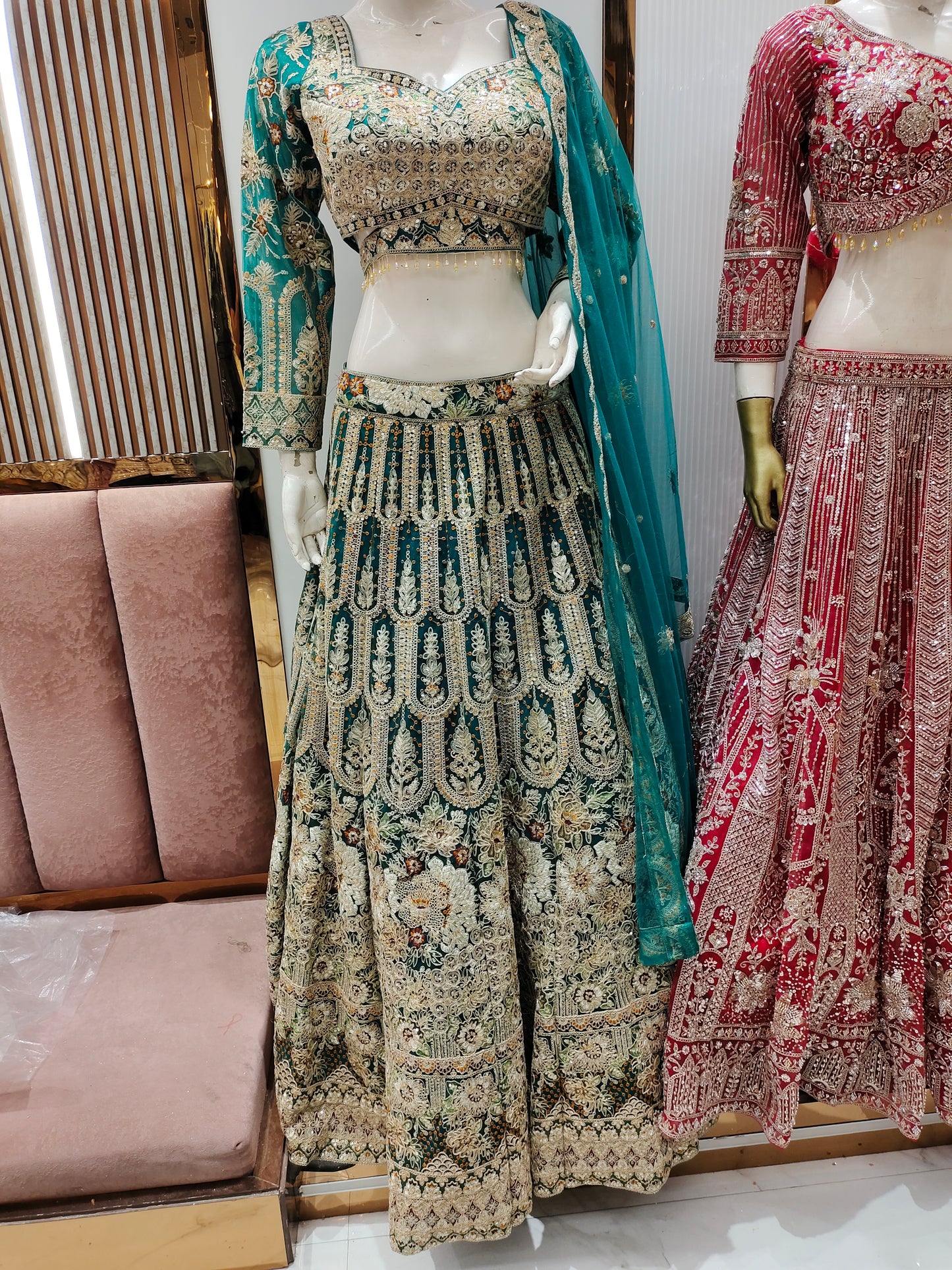 Glamorous orange crop top Lehenga