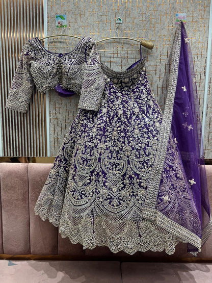 Amazing purple crop Top Ready To Wear Lehenga