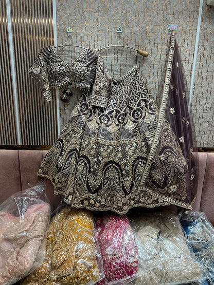 Stunning Baby pink peacock Crop Top Lehenga