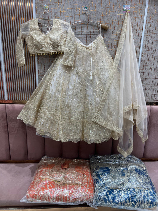 Fabulous White crop Top Ready To Wear Lehenga