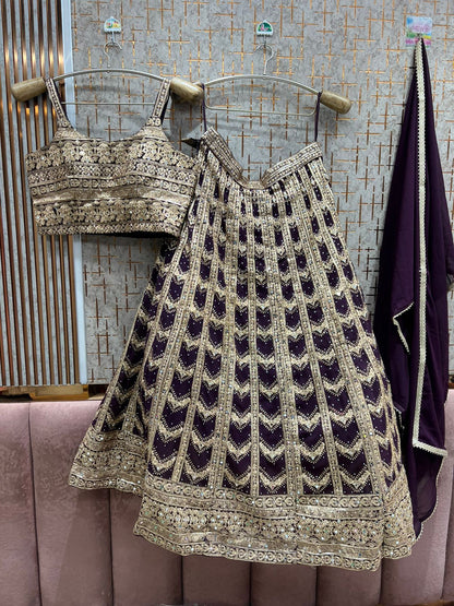 Fantastic Black crop Top Ready To Wear Lehenga