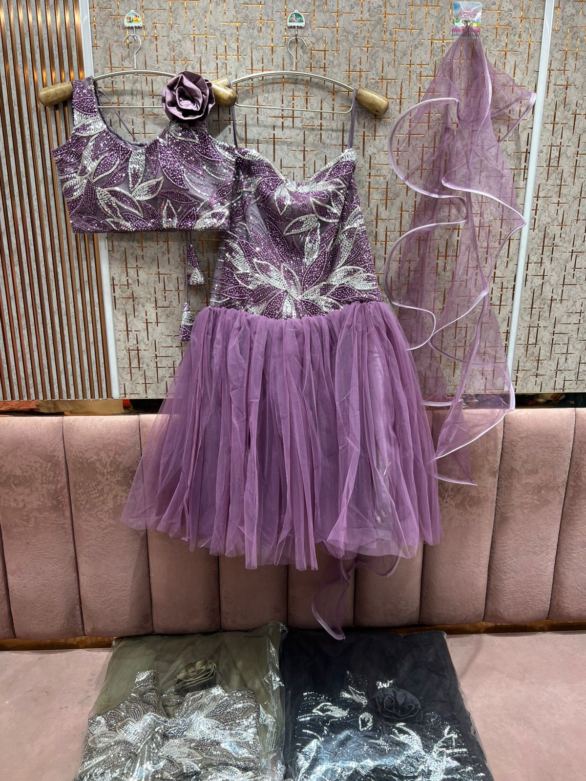 Amazing White crop Top Ready To Wear Lehenga