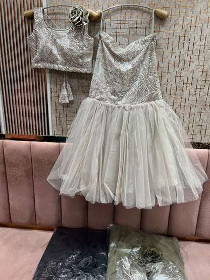 Amazing White crop Top Ready To Wear Lehenga