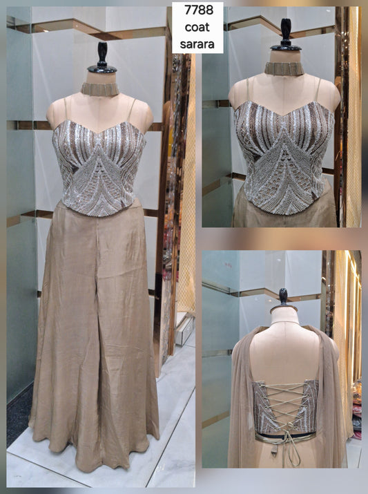 Lovely peach Shrug suit dress material