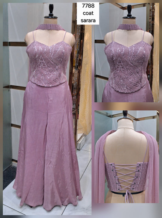 Pretty pink peach Shrug suit dress material