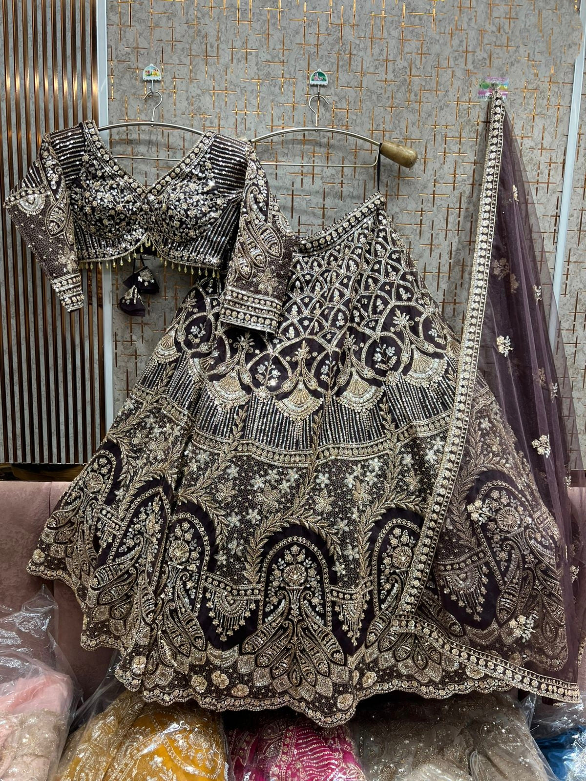 Stunning Baby pink peacock Crop Top Lehenga