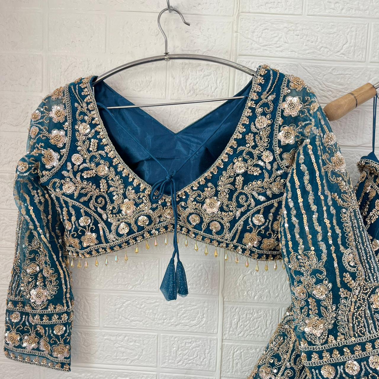 Beautiful Sky blue Ready to wear Crop Top Lehenga