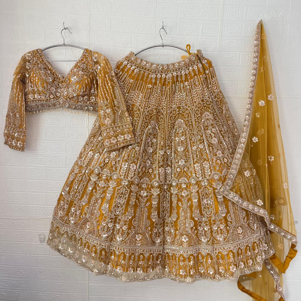 Lovely yellow Ready to wear Crop Top Lehenga