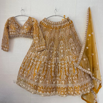 Lovely yellow Ready to wear Crop Top Lehenga