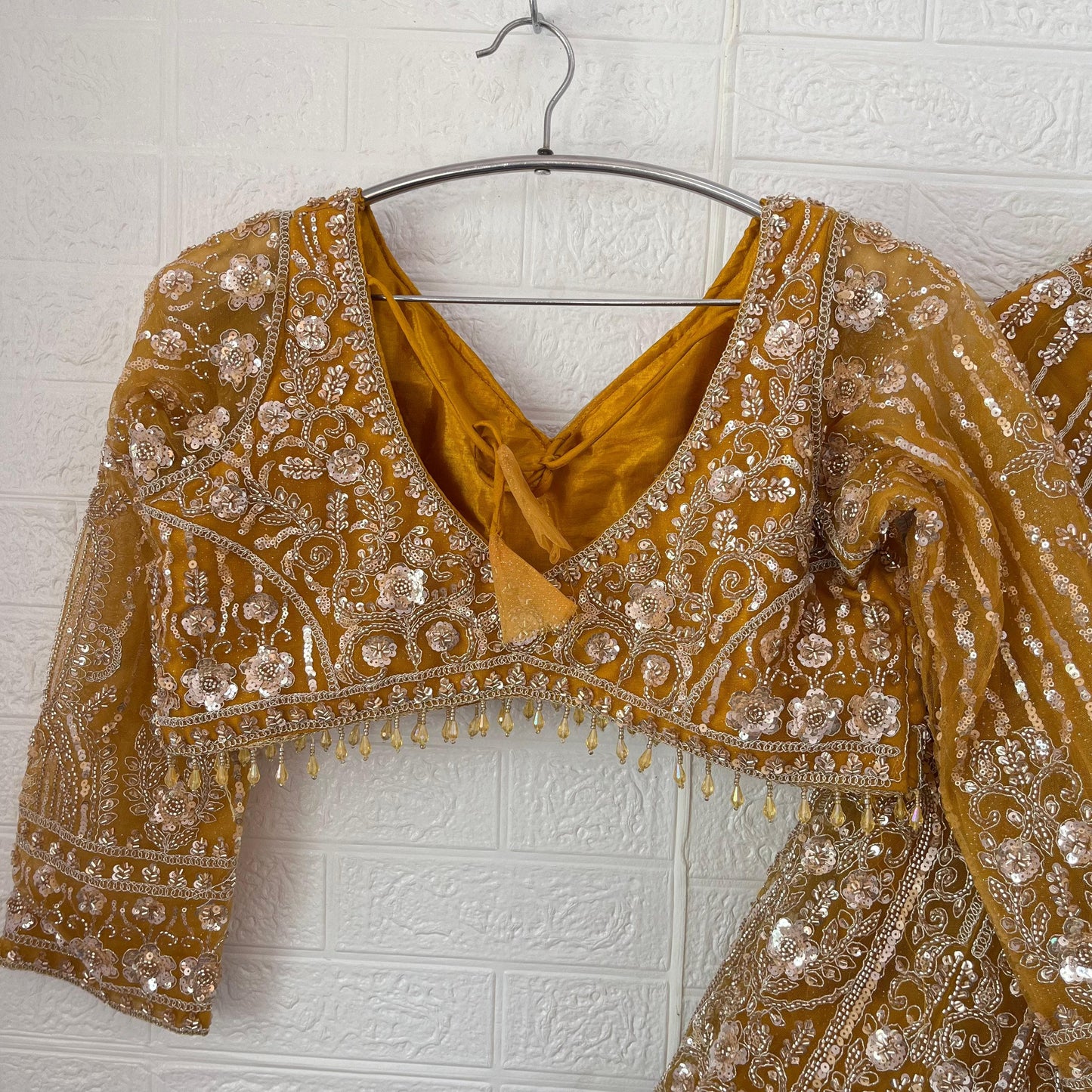 Lovely yellow Ready to wear Crop Top Lehenga