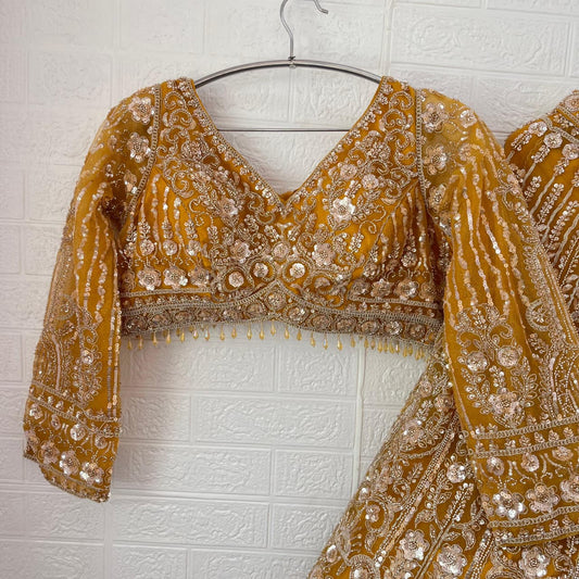 Lovely yellow Ready to wear Crop Top Lehenga