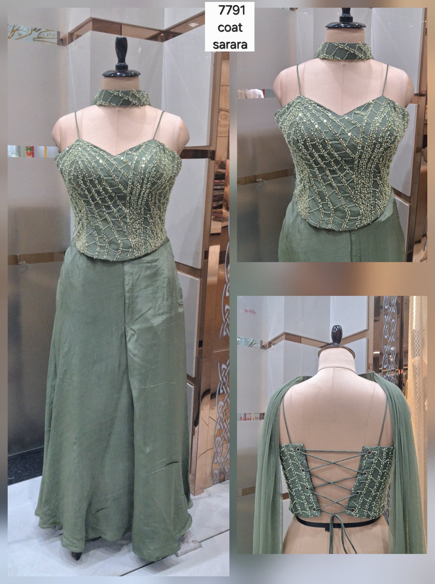 Khoobsurat green Shrug suit dress material