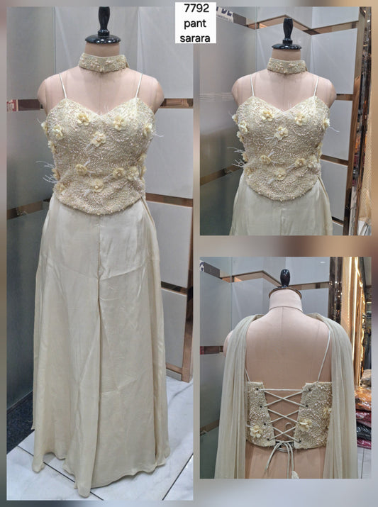 Majestic White Shrug suit dress material