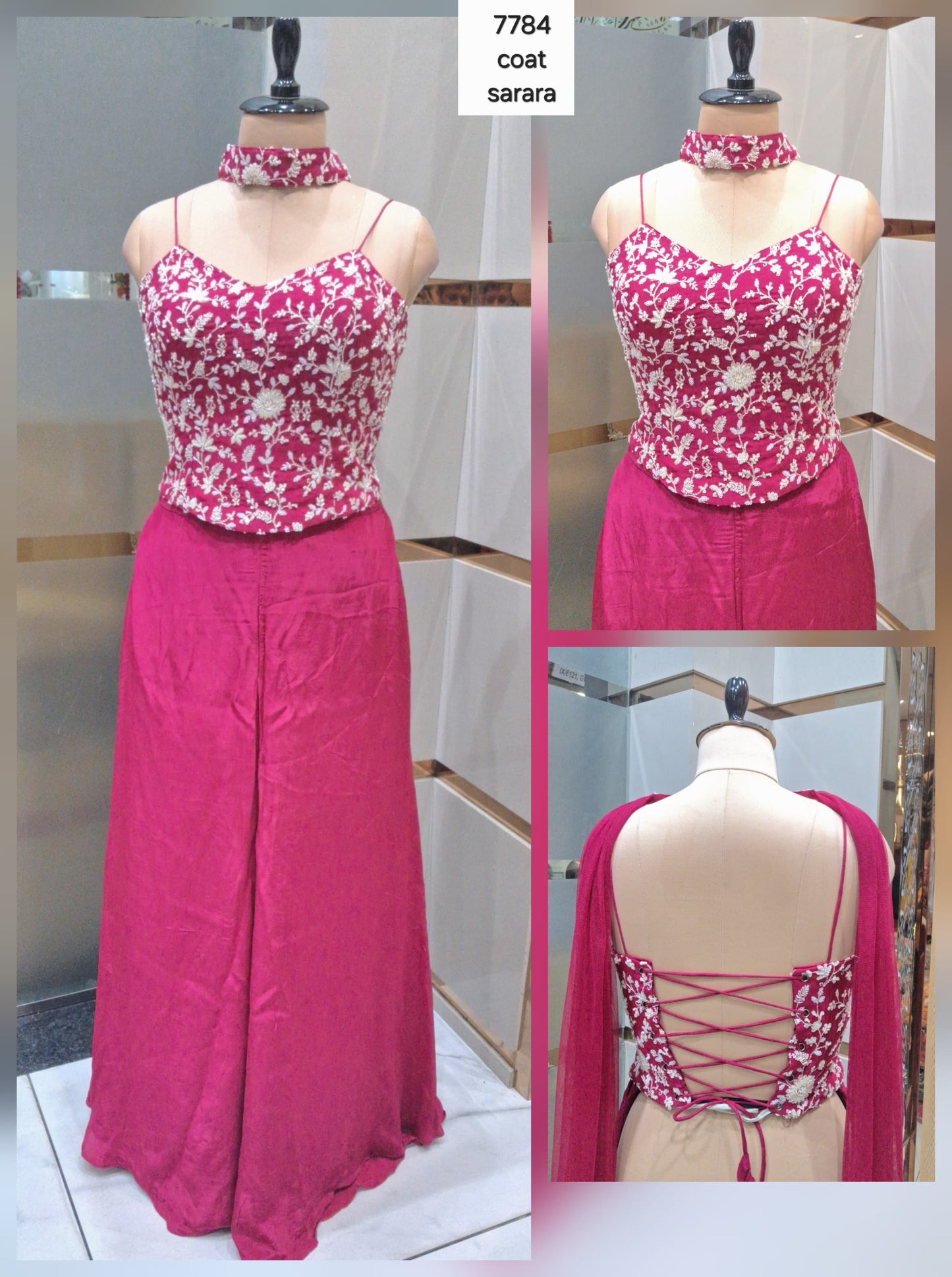 Tremendous Hot pink Shrug suit dress material