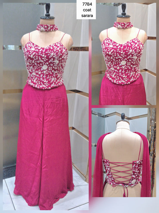 Tremendous Hot pink Shrug suit dress material