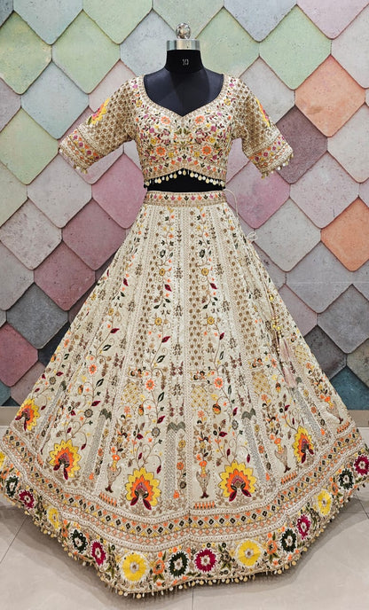 Awesome yellow Floral Crop top Lehenga (Happy Customer )