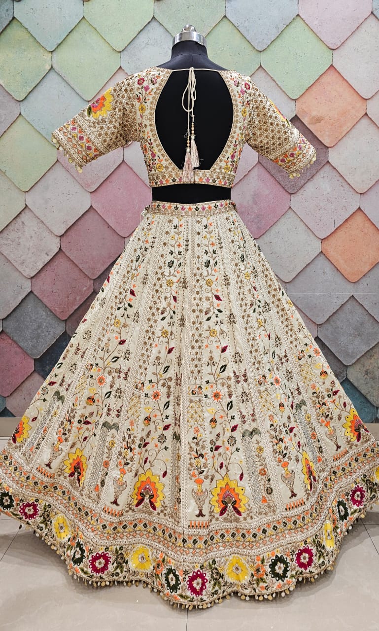 Awesome yellow Floral Crop top Lehenga (Happy Customer )