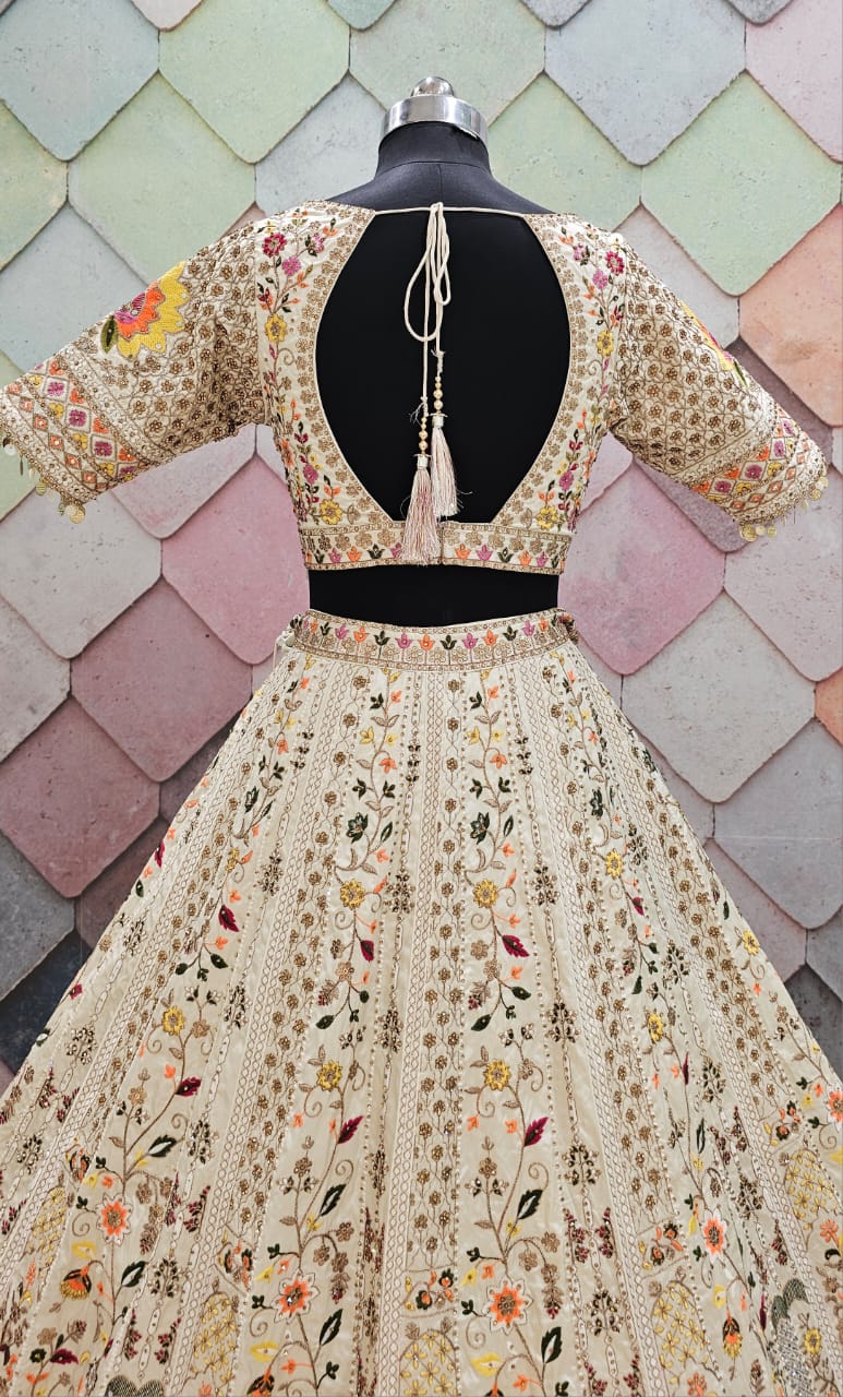 Awesome yellow Floral Crop top Lehenga (Happy Customer )