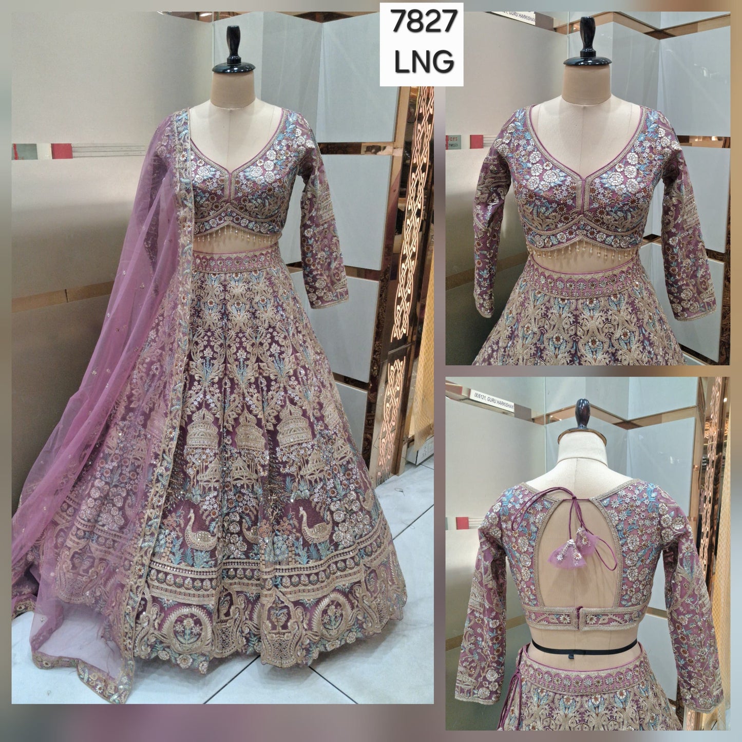 Something differentlight pink Peach blue Ready to wear Crop Top Lehenga