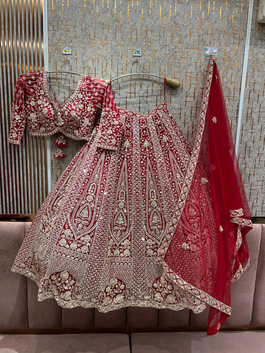 Beautiful Red crop top Lehenga