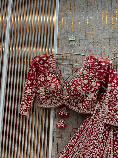 Beautiful Red crop top Lehenga