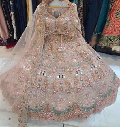 Attractive White peacock Ready to wear Crop Top Lehenga happy customer