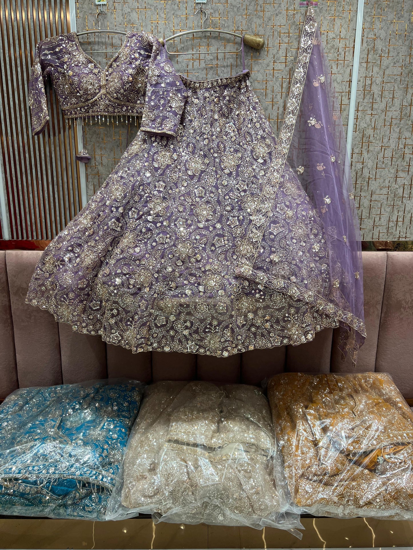 Lavishing lavender crop top Lehenga