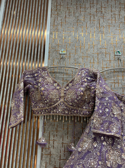 Lavishing lavender crop top Lehenga