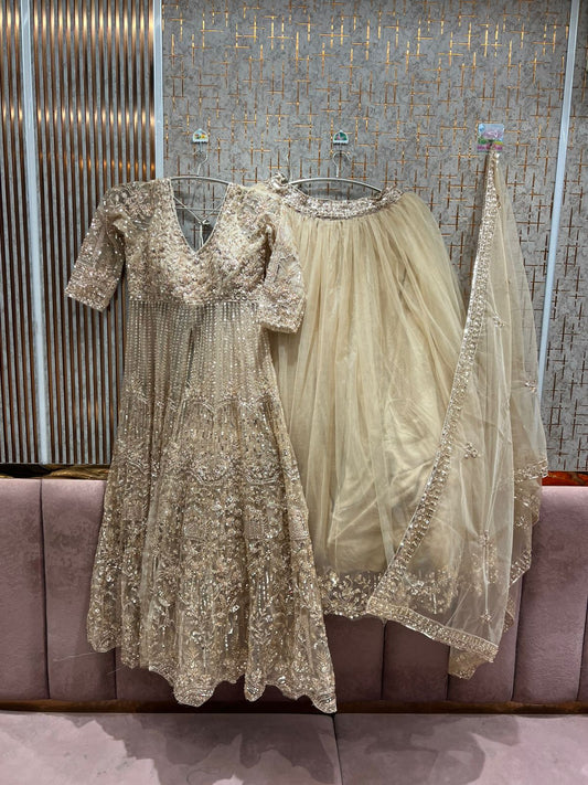 Embellished GoldenPeplum long Dress Farshi Gaharara Dress Special