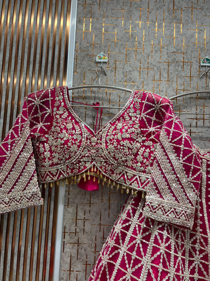 Engaging Hot pink Crop Top Lehenga