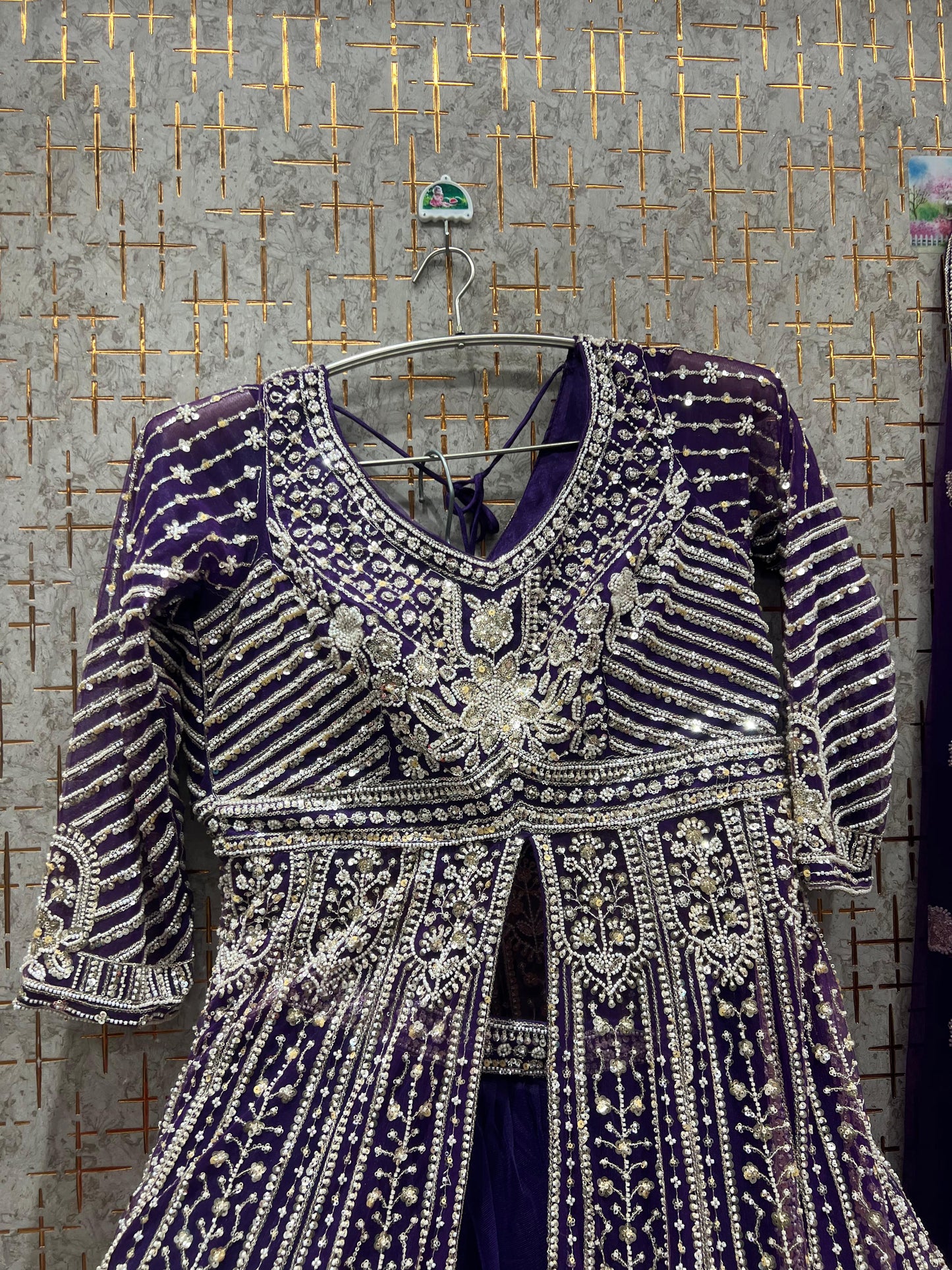 Elegant purple peplum long Dress Farshi Gaharara Dress Special