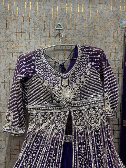 Elegant purple peplum long Dress Farshi Gaharara Dress Special