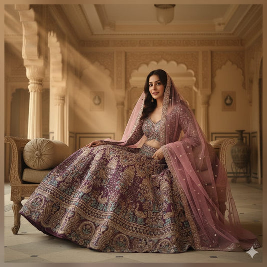 Elegant Baby pink Ready to wear Crop Top Lehenga