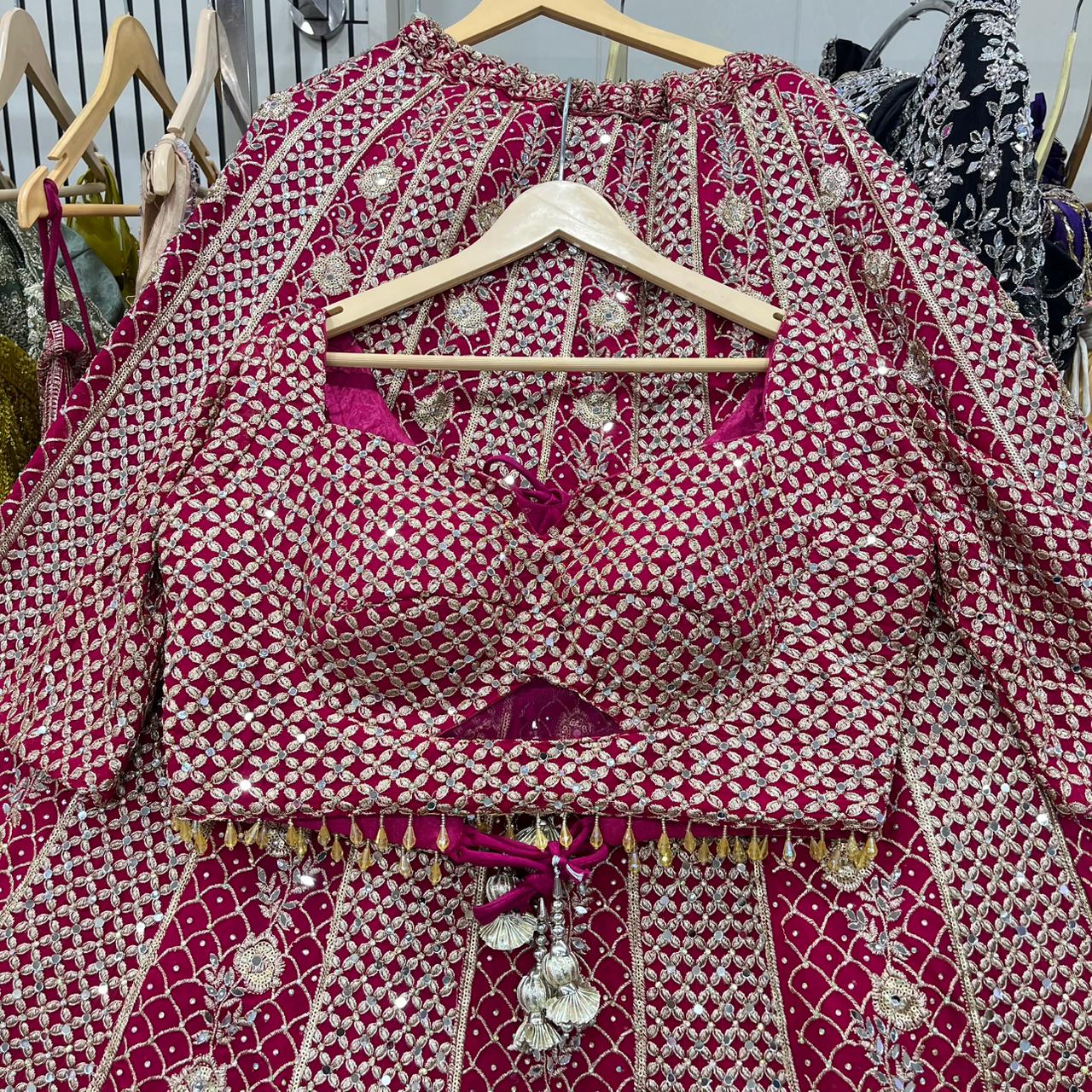 Charming purple yellow Hot pink Dark blue Ready to wear Crop Top Lehenga