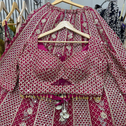 Charming purple yellow Hot pink Dark blue Ready to wear Crop Top Lehenga