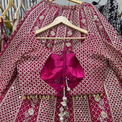 Charming purple yellow Hot pink Dark blue Ready to wear Crop Top Lehenga