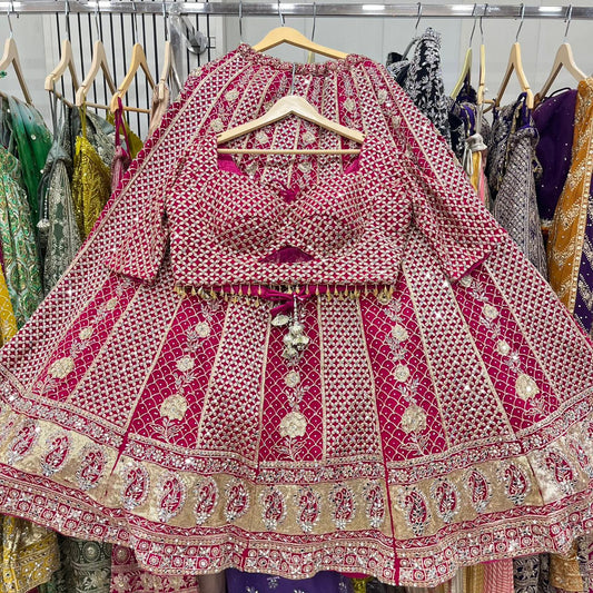 Lavishing Hot pink purple yellow Dark blue Ready to wear Crop Top Lehenga
