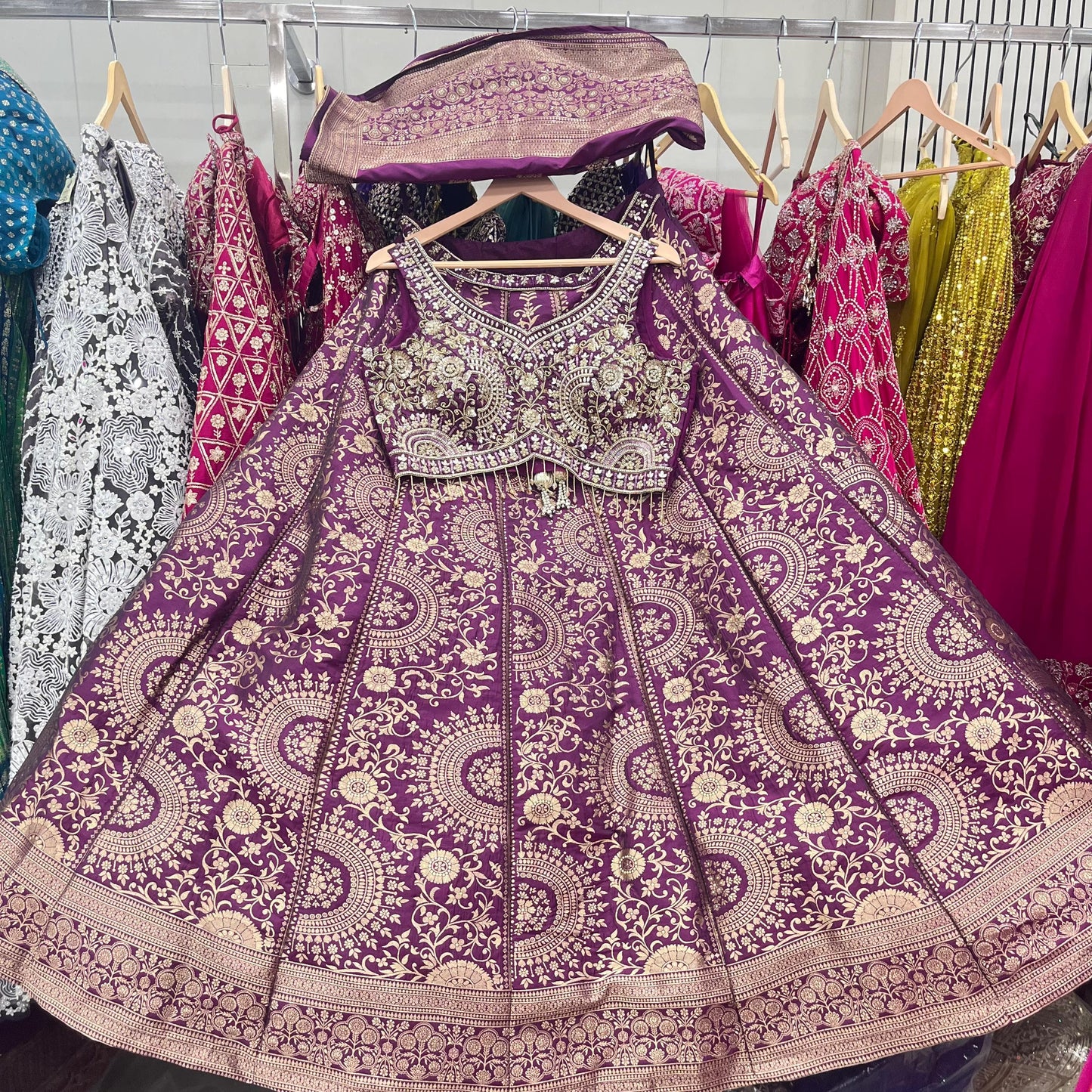 Something different Hot pink Ready to wear Crop Top Lehenga